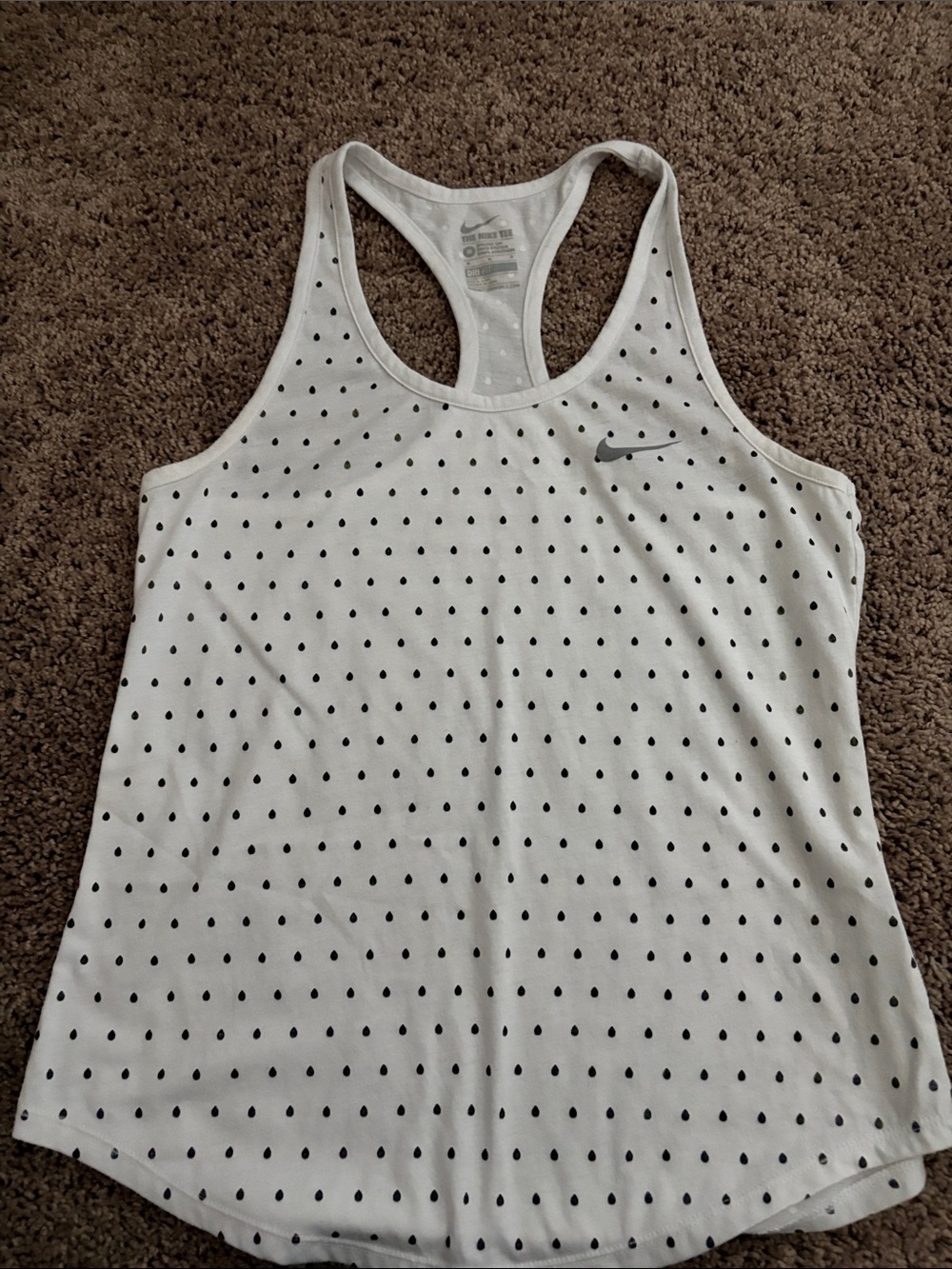 Nike White Tank Top with Black Teardrop Dot Print